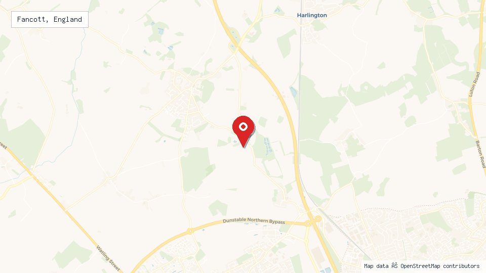 Street map of Fancott, England with location pin