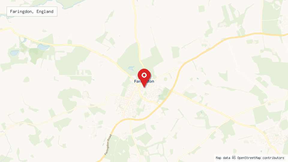 Street map of Faringdon, England with location pin