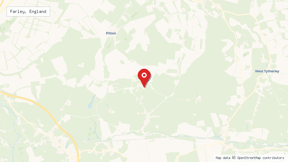 Street map of Farley, England with location pin