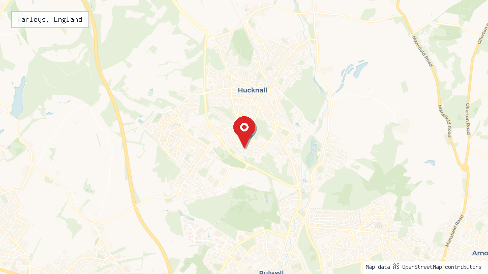Street map of Farleys, England with location pin