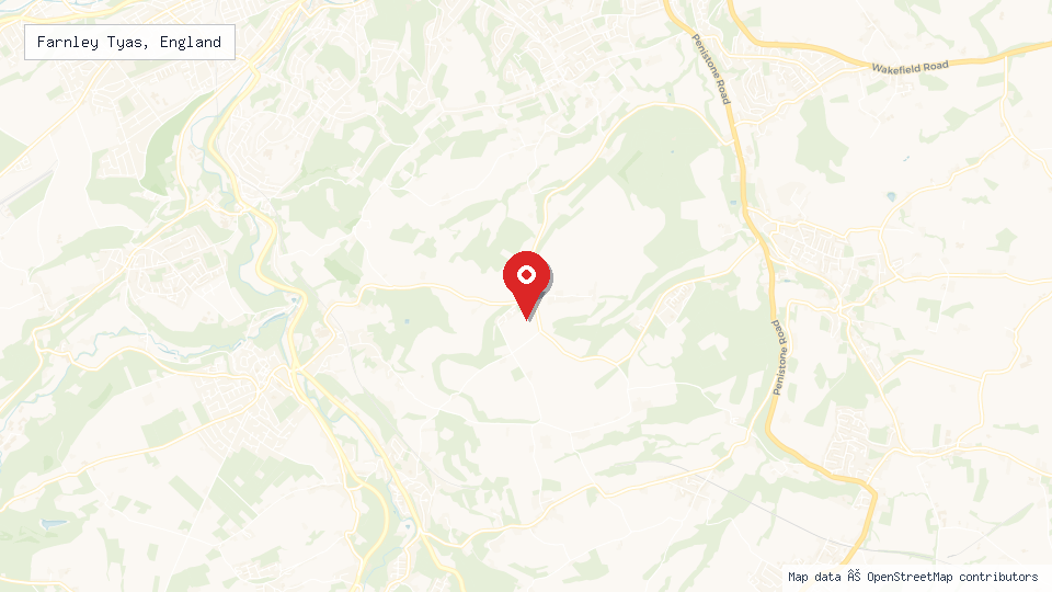 Street map of Farnley Tyas, England with location pin