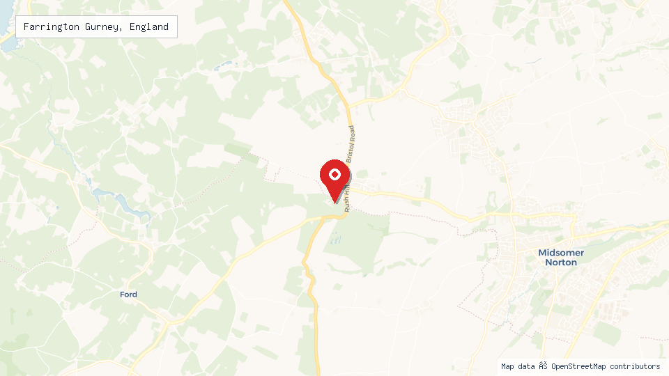 Street map of Farrington Gurney, England with location pin