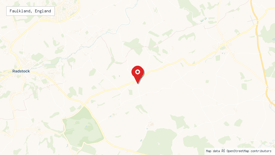 Street map of Faulkland, England with location pin