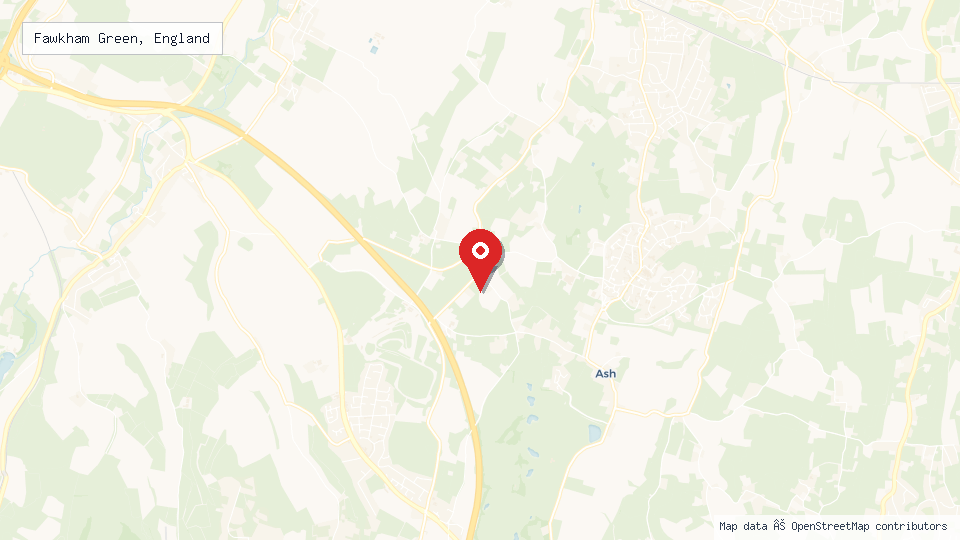 Street map of Fawkham Green, England with location pin
