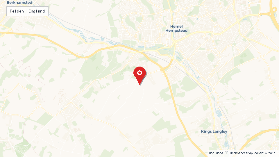 Street map of Felden, England with location pin