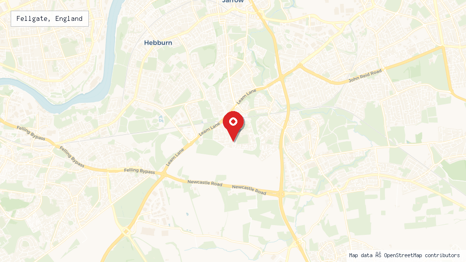 Street map of Fellgate, England with location pin