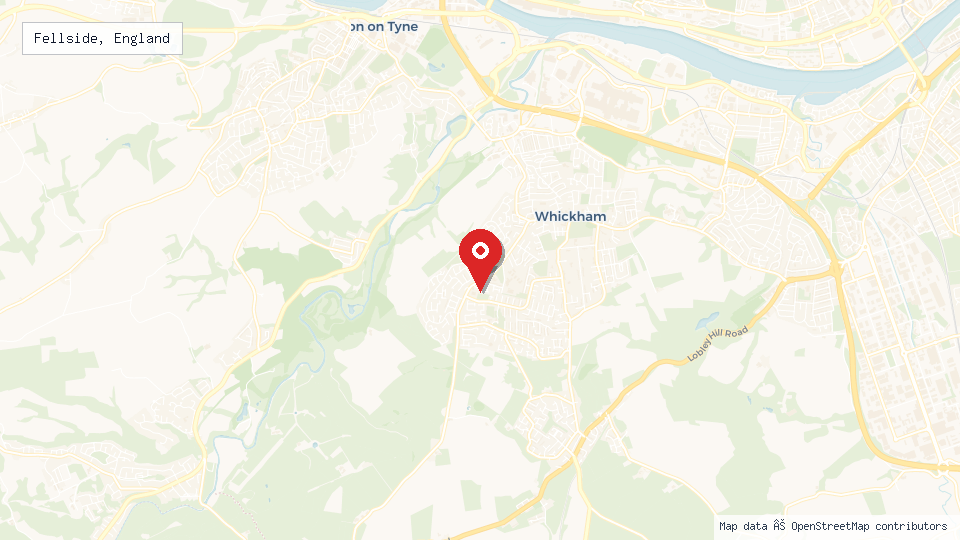 Street map of Fellside, England with location pin