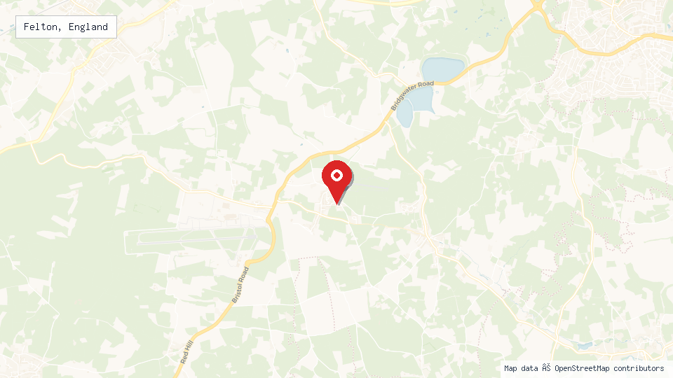 Street map of Felton, England with location pin