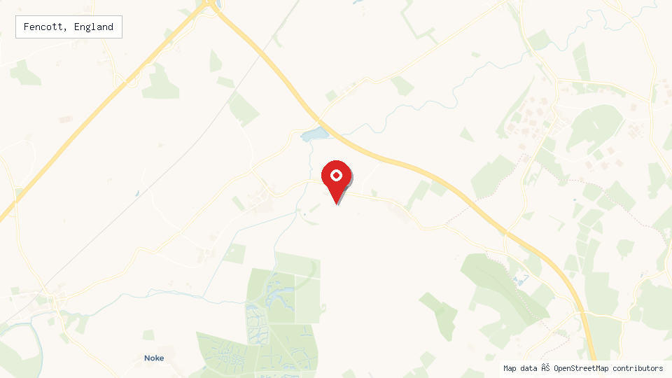 Street map of Fencott, England with location pin