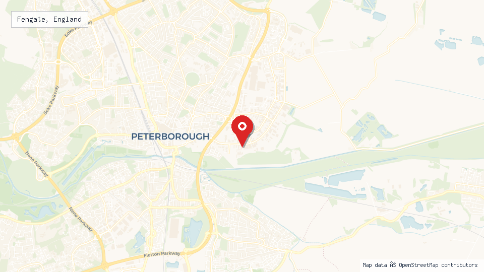 Street map of Fengate, England with location pin