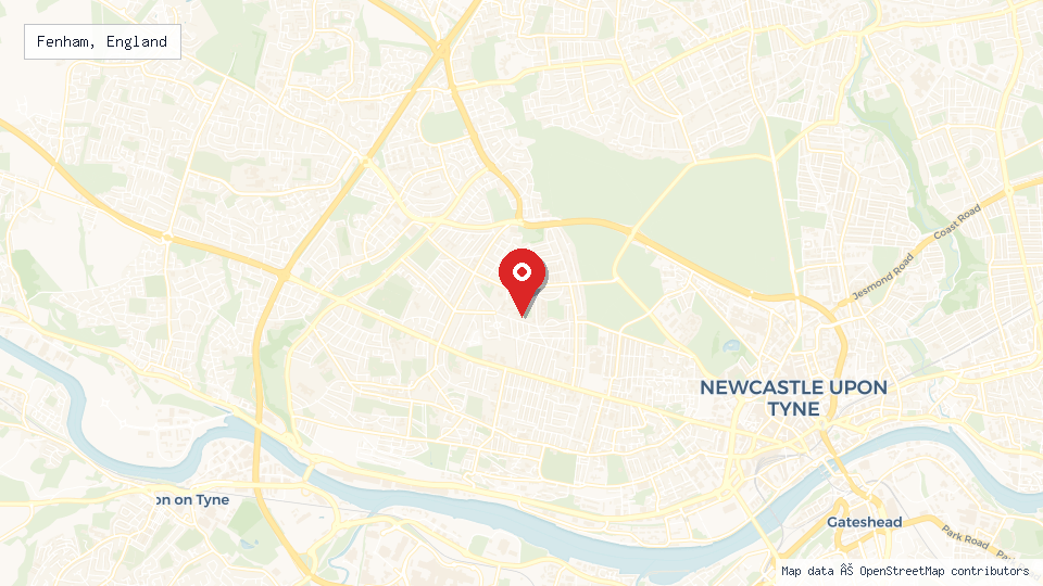 Street map of Fenham, England with location pin