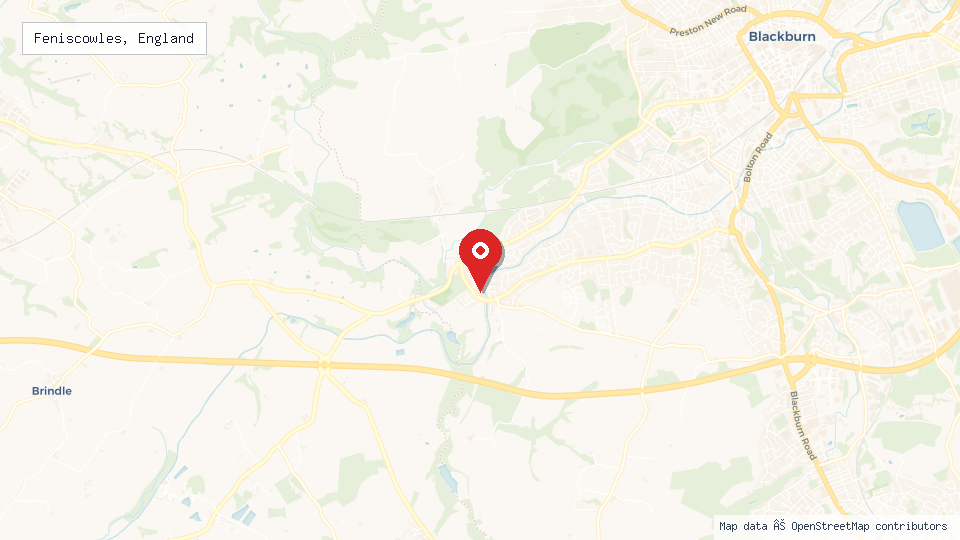 Street map of Feniscowles, England with location pin