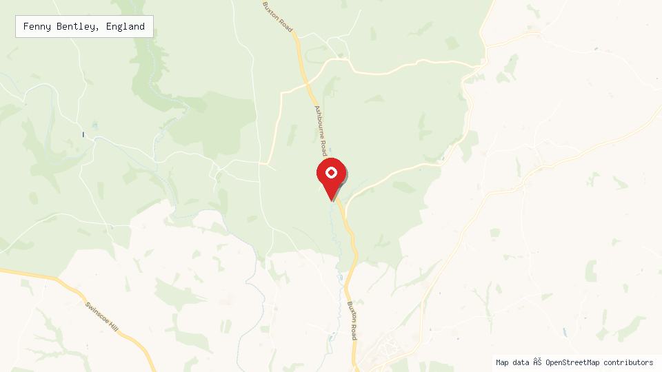 Street map of Fenny Bentley, England with location pin