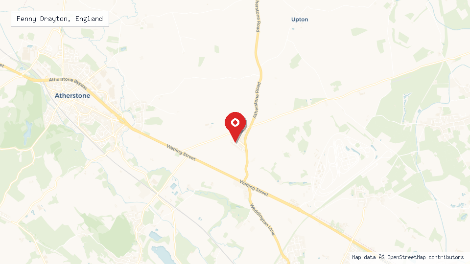 Street map of Fenny Drayton, England with location pin