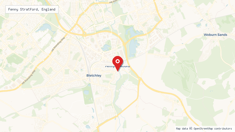 Street map of Fenny Stratford, England with location pin