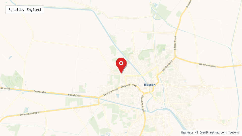 Street map of Fenside, England with location pin