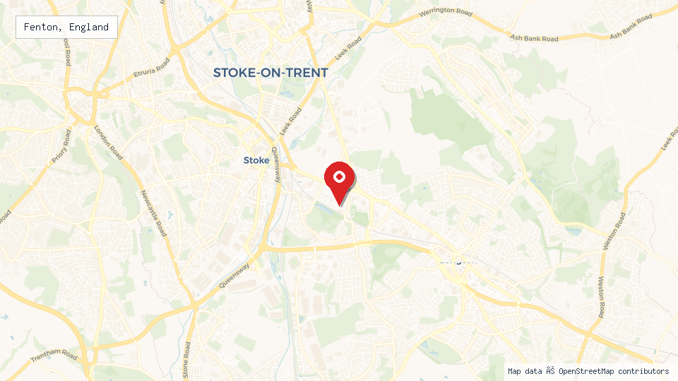 Street map of Fenton, England with location pin