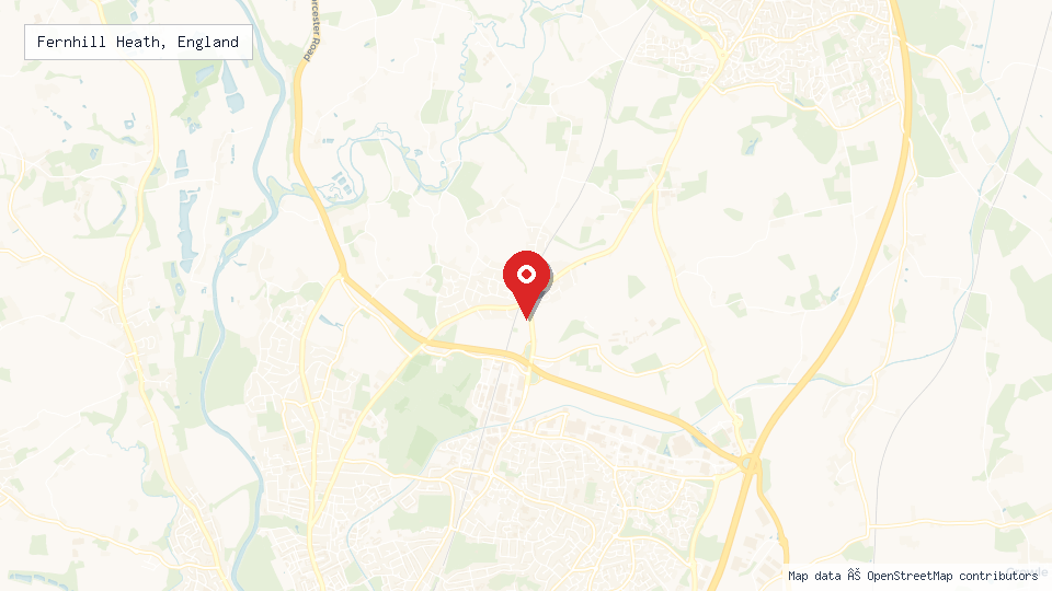 Street map of Fernhill Heath, England with location pin