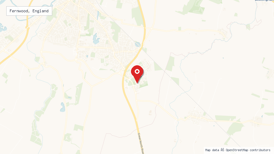 Street map of Fernwood, England with location pin