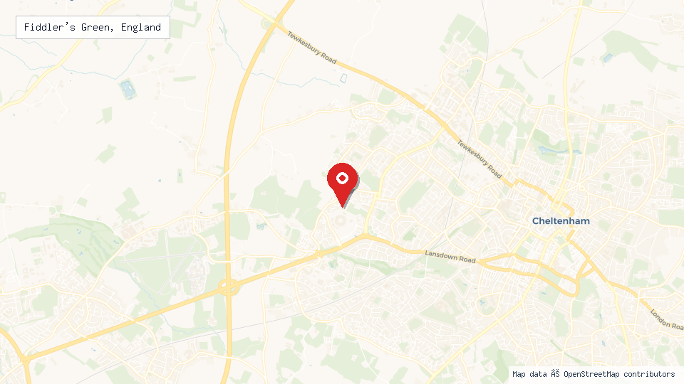 Street map of Fiddler's Green, England with location pin