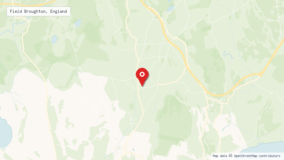 Street map of Field Broughton, England with location pin