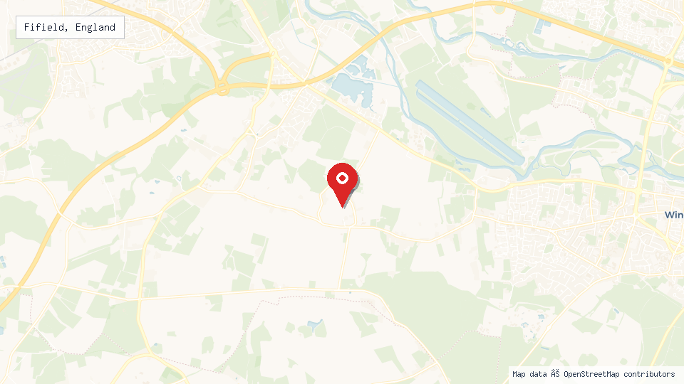 Street map of Fifield, England with location pin