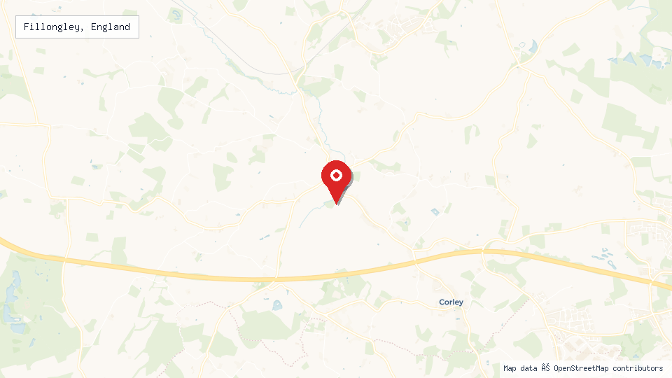 Street map of Fillongley, England with location pin
