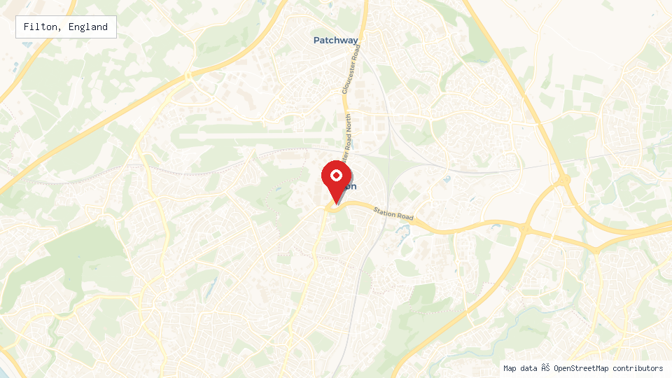 Street map of Filton, England with location pin