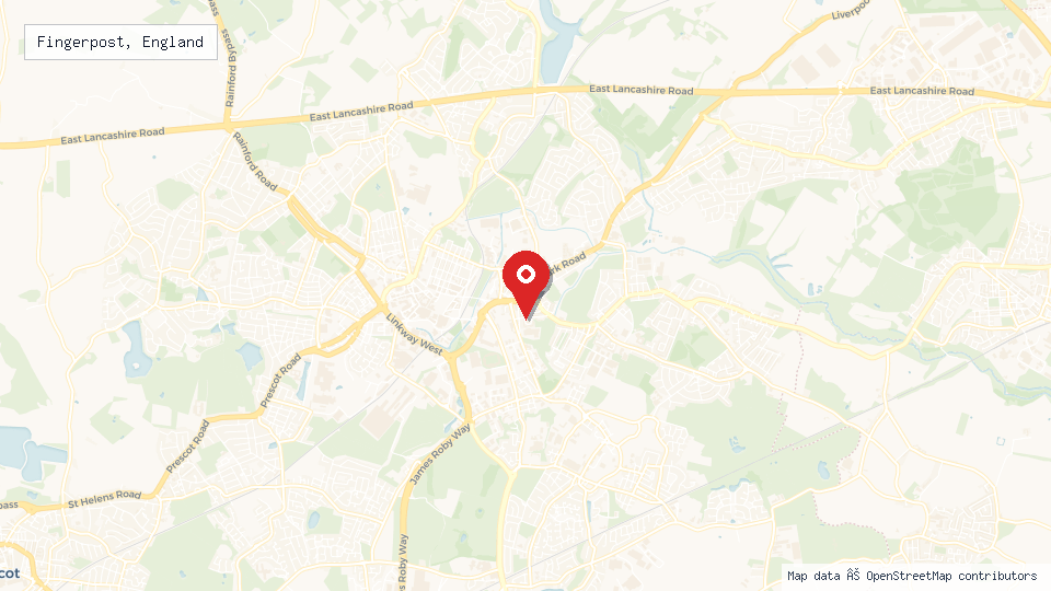 Street map of Fingerpost, England with location pin