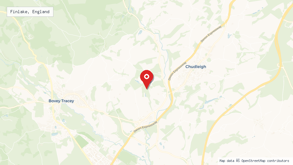Street map of Finlake, England with location pin