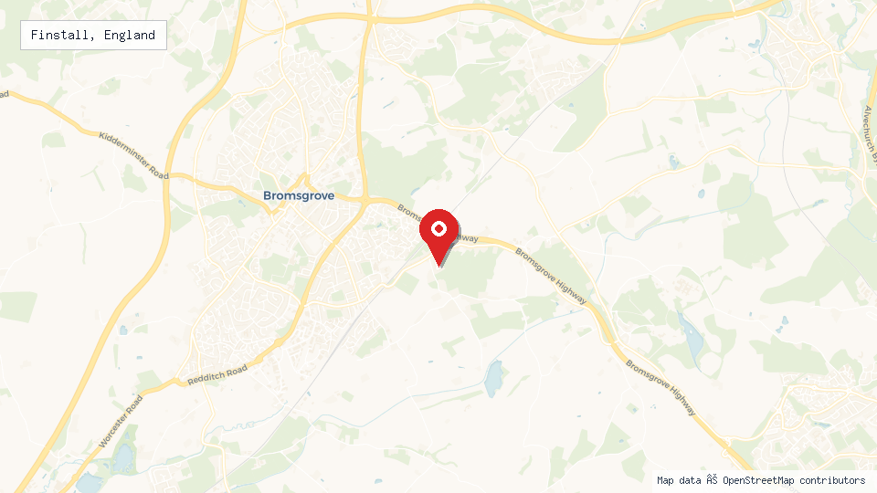 Street map of Finstall, England with location pin