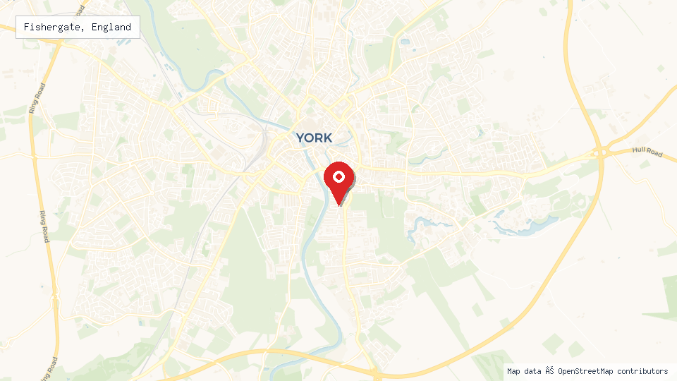 Street map of Fishergate, England with location pin