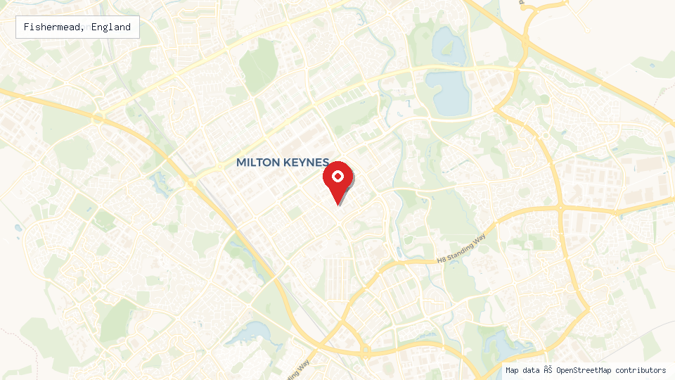 Street map of Fishermead, England with location pin