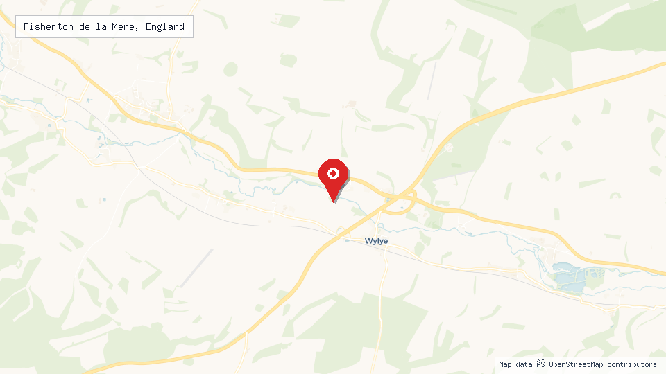 Street map of Fisherton de la Mere, England with location pin