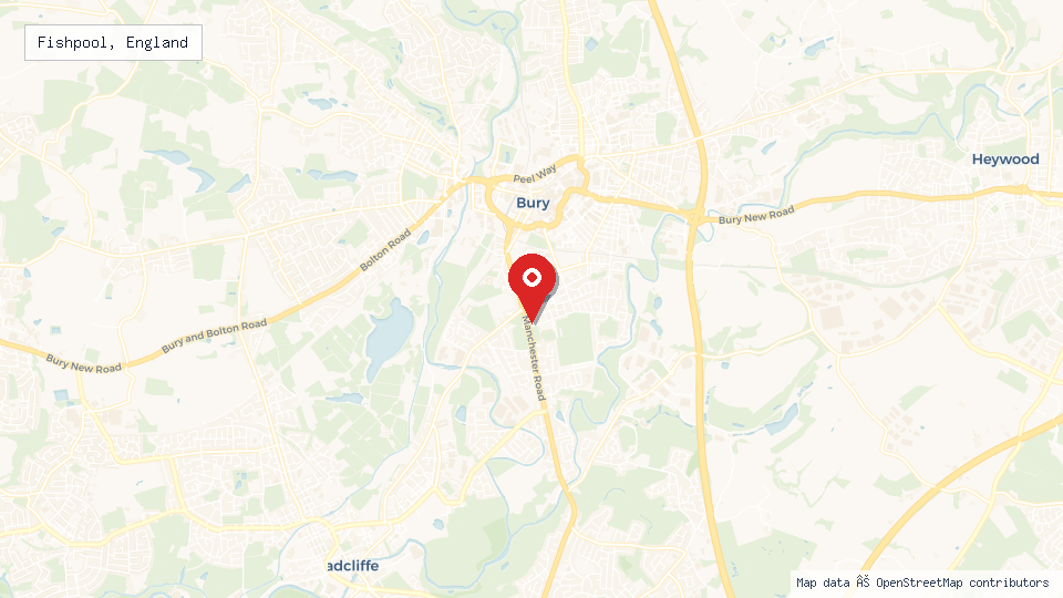 Street map of Fishpool, England with location pin