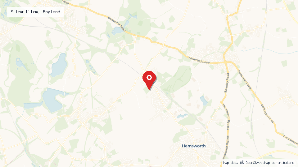 Street map of Fitzwilliam, England with location pin
