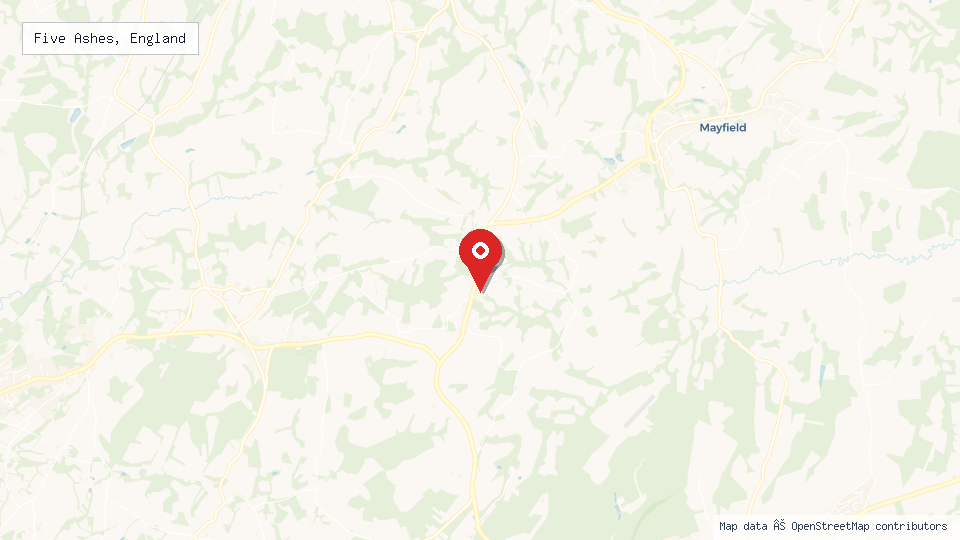 Street map of Five Ashes, England with location pin