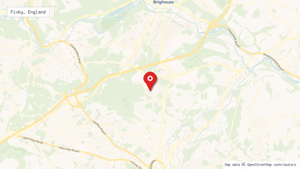Street map of Fixby, England with location pin
