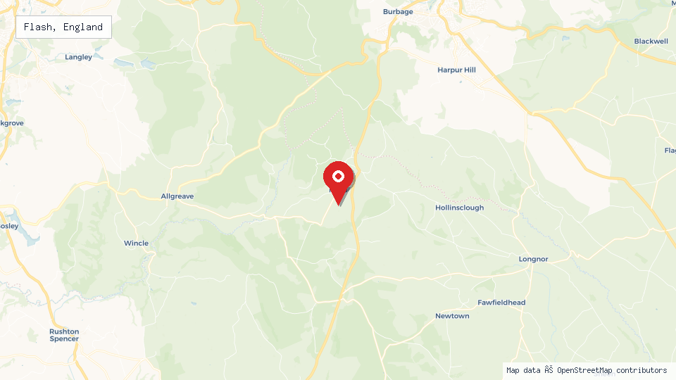 Street map of Flash, England with location pin