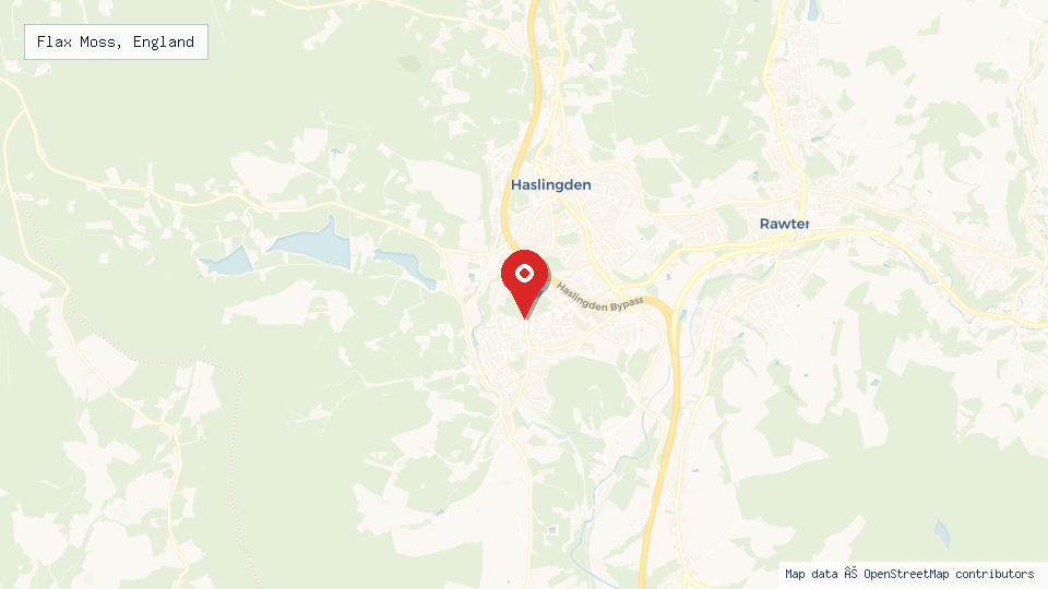 Street map of Flax Moss, England with location pin