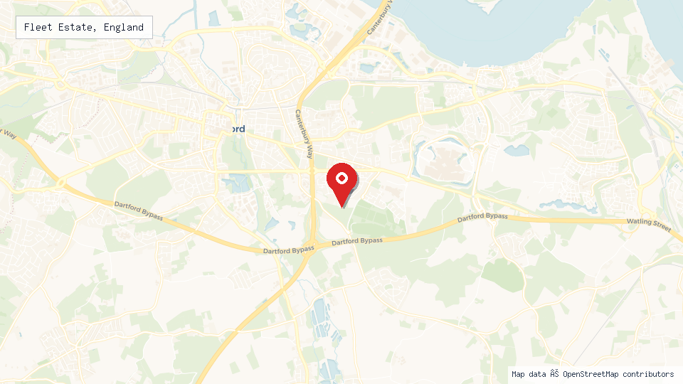 Street map of Fleet Estate, England with location pin