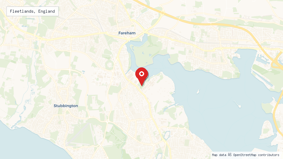 Street map of Fleetlands, England with location pin