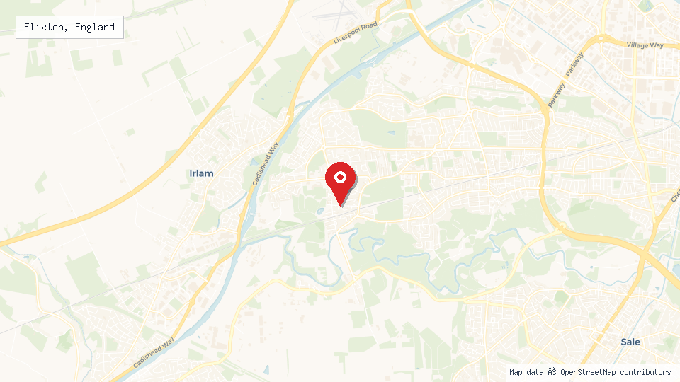 Street map of Flixton, England with location pin