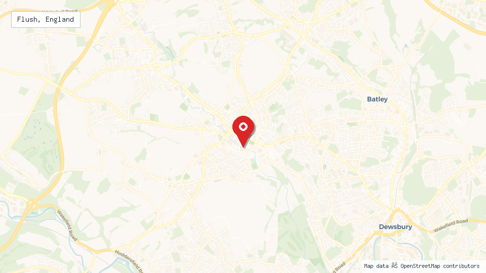 Street map of Flush, England with location pin