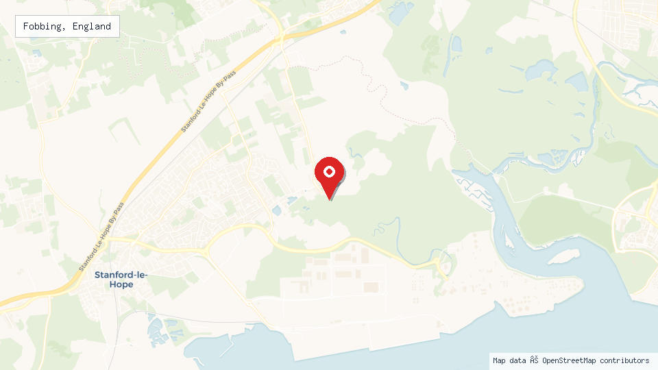 Street map of Fobbing, England with location pin