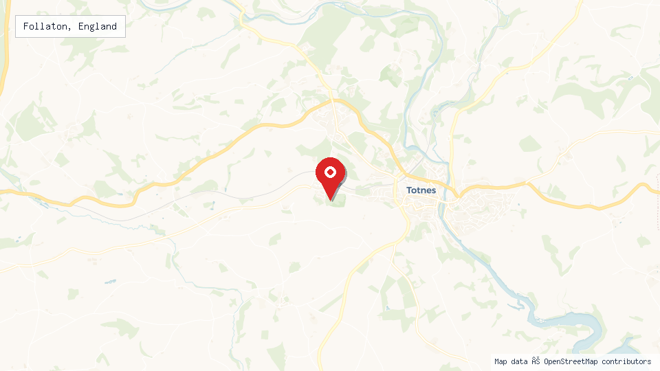 Street map of Follaton, England with location pin