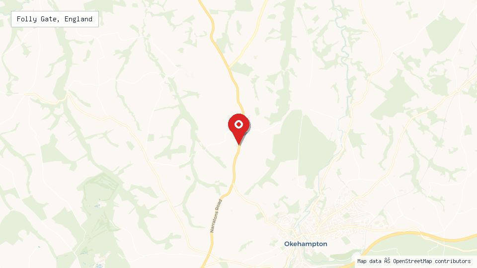 Street map of Folly Gate, England with location pin