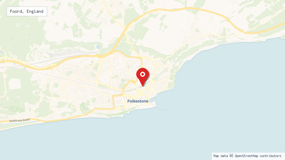 Street map of Foord, England with location pin