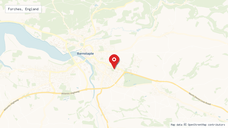 Street map of Forches, England with location pin
