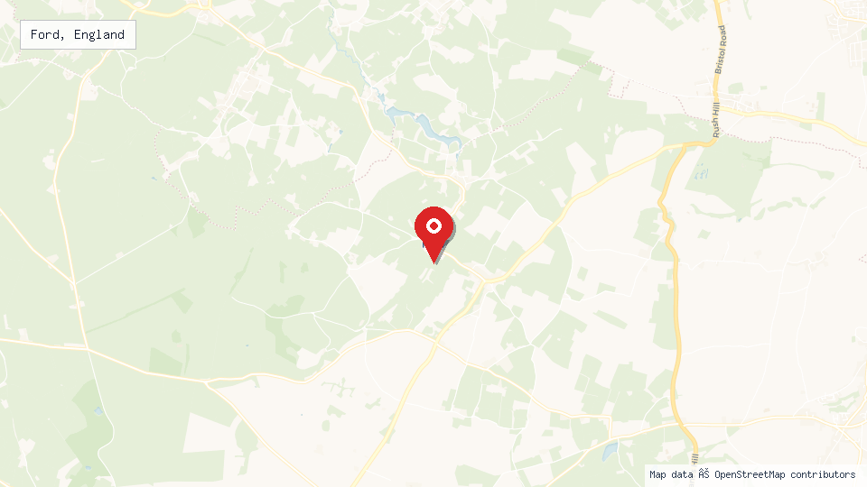 Street map of Ford, England with location pin